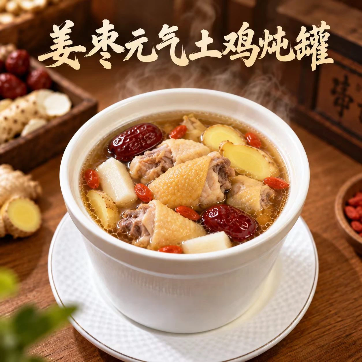 愿景姜枣土鸡炖罐展示